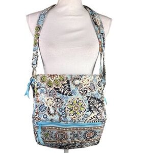 Vera Bradley Mail Bag Bali Blue Purse Messenger Style Lobster Claw Clip